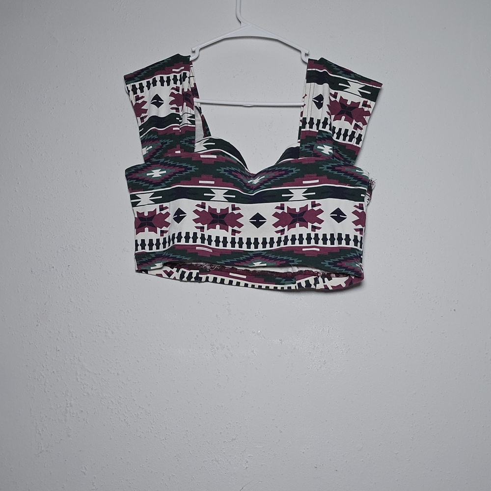 Women's Green and‎ Purple Crop Top